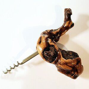 Vintage 1960s 'Wine Vine' Wine Bottle Opener, Corkscrew, Genuine Vine Wood